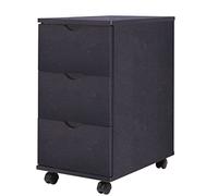 QJBSAVVA Caisson de Bureau Mobile à 3 Tiroirs, Meuble de Rangement sur roulettes pour Bureau et Salon, Commode Compacte en Bois d'Ingénierie, 33 x 45 x 60 cm, Noir