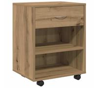 QJBSAVVA Caisson de Bureau Mobile Armoire à roulettes avec Tiroir et Étagère Meuble de Rangement pour Salon Cuisine et Bureau en Bois d'Ingénierie Chêne Artisanal 46x36x59 cm