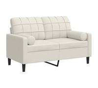 QJBSAVVA Canapé 2 places avec coussin décoratif, crème, largeur d'assise 120 cm, canapé rembourré moderne en velours, avec structure en métal et housses amovibles pour salon et salons