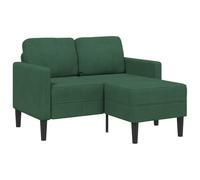 QJBSAVVA Canapé 2 Places avec Méridienne en L Vert Foncé, Petit Canapé d'angle en Lin Respirant et Bois Massif, 125 x 118 x 85 cm, Sofa Confortable pour Salon, Bureau et Appartement