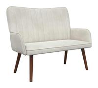 QJBSAVVA Canapé 2 places crème 115 x 61 x 87 cm en velours avec pieds en bois - Petit canapé rembourré pour salon, chambre à coucher et bureau - Design moderne - Loveseat élégant et stable