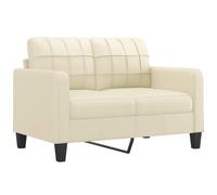 QJBSAVVA Canapé 2 places crème 138 cm, canapé 2 places moderne en cuir synthétique avec cadre en métal robuste, canapé rembourré pour salon et bureau, canapé confortable avec accoudoirs, largeur