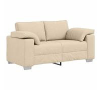 QJBSAVVA Canapé 2 places crème 160 cm moderne en tissu avec larges accoudoirs et cadre en métal, canapé rembourré confortable pour salon et bureau, design respirant, causeuse compacte