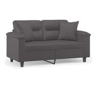 QJBSAVVA Canapé 2 Places en Similicuir Gris, Divan Moderne de Salon 120 cm avec 2 Coussins Décoratifs et Pieds en Métal, Banquette Confortable pour Petit Espace et Bureau