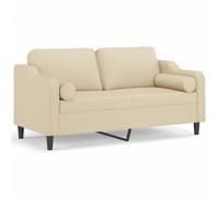 QJBSAVVA Canapé 2 Places en Tissu avec 2 Coussins Décoratifs Crème, Sofa de Salon Moderne pour Petit Espace, Structure Métallique Stable, Dimensions 158 x 77 x 80 cm