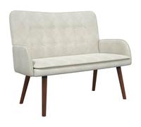 QJBSAVVA Canapé 2 places en velours crème, 115 x 61 x 87 cm, élégant canapé rembourré avec pieds en bois, design moderne pour salon et chambre à coucher, causeuse confortable avec larges accoudoirs
