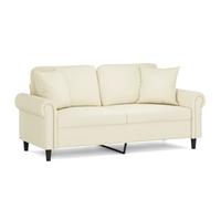 QJBSAVVA Canapé 2 places en velours crème 172 cm avec structure en métal et 2 coussins décoratifs, canapé rembourré moderne pour salon et bureau, causeuse confortable avec rembourrage épais