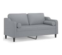 QJBSAVVA Canapé 2 Places Gris Clair, Petit Canapé de Salon en Tissu avec 2 Coussins Décoratifs, Divan avec Cadre Métallique pour Séjour, Bureau et Petit Espace, Assise 140 cm