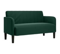 QJBSAVVA Canapé 2 places vert foncé - Largeur d'assise : 109 cm - En velours - Design rétro - Canapé rembourré avec accoudoirs en bois - Pour salon, chambre à coucher et bureau - Compact - 124 x 68 x