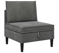 QJBSAVVA Canapé central avec espace de rangement, fauteuil simple moderne en velours, fauteuil rembourré pour salon, fauteuil lounge avec rangement, gris foncé, 70 x 70 x 82 cm