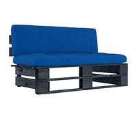QJBSAVVA Canapé Central Palette de Jardin en Bois de Pin Imprégné Noir, Module de Salon de Jardin Modulaire avec Coussin Bleu Royal, Meuble Terrasse et Salon, 110x65x55 cm