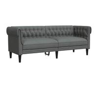 QJBSAVVA Canapé Chesterfield 3 Places en Tissu Gris Foncé, Grand Canapé de Salon Rembourré, Divan Droit Design Classique pour Bureau et Séjour, 201,5x74,5x74,5 cm