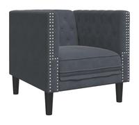 QJBSAVVA Canapé Chesterfield gris foncé - Fauteuil moderne en velours avec boutons et bras roulés - Fauteuil rembourré pour salon, fauteuil lounge simple 74,5 x 71 x 70,5 cm