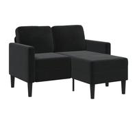 QJBSAVVA Canapé d'angle 2 Places avec Méridienne en L, Canapé de Salon en Velours Noir 125 x 118 cm, Canapé Rembourré Confortable pour Studio et Petit Espace
