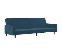 QJBSAVVA Canapé-Lit 2 Places Convertible en Velours Bleu, Banquette Clic-Clac avec Dossier Inclinable, Canapé Droit pour Salon, Bureau et Petit Espace, 220 x 84,5 x 69 cm