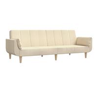 QJBSAVVA Canapé-Lit 2 Places en Tissu Crème avec 2 Oreillers, Canapé Convertible Réglable pour Salon et Petit Espace, Banquette Clic-Clac avec Cadre en Bois, 220 x 84,5 x 69 cm