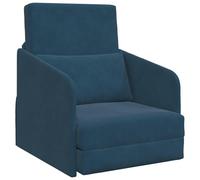 QJBSAVVA Canapé-Lit Convertible 1 Place en Velours Bleu, Fauteuil Lit d'Appoint Moderne avec Accoudoirs Plats et Structure Métal pour Salon, Studio et Chambre, 65x80x83 cm