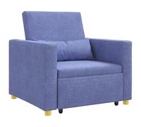 QJBSAVVA Canapé-Lit Convertible 3-en-1 en Tissu Bleu Jean, Fauteuil Lit 1 Place 90 x 165 x 87 cm avec roulettes et Coussin Lombaire, Banquette Lit d'Appoint pour Salon et Studio