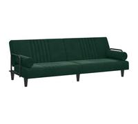 QJBSAVVA Canapé-Lit Convertible en Velours Vert Foncé, Banquette Clic Clac 3 Places avec Accoudoirs et 2 Coussins Cylindriques, Canapé de Salon Réglable pour Couchage d'Appoint