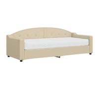 QJBSAVVA Canapé-Lit de Jour 2 en 1 avec Matelas Mousse Crème 80x200 cm | Banquette convertible gain de place pour salon ou chambre d'amis, incluant sommier à lattes robuste.
