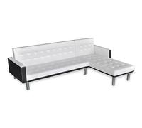 QJBSAVVA Canapé-Lit en Forme de L Convertible en Similicuir Blanc, Canapé de Salon avec Repose-Pied et Dossier Inclinable 3 Positions, Cadre en Bois de Peuplier