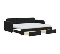 QJBSAVVA Canapé-Lit Gigogne 80x200 cm avec 2 Tiroirs Velours Noir
