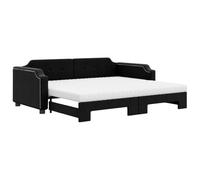 QJBSAVVA Canapé Lit Gigogne Noir 80x200 cm avec 2 Matelas Mousse Tissu