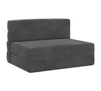 QJBSAVVA Canapé-Lit Pliant 190 x 100 x 15 cm, Chauffeuse Convertible 1 Place en Velours Gris Foncé, Matelas de Sol Pliable avec Mousse pour Chambre, Salon et Lit d'Appoint