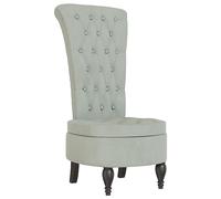 QJBSAVVA Chaise à Dossier Haut en Velours Gris Clair, Fauteuil d'Appoint Capitonné Design Moderne pour Salon et Bureau, Siège Rembourré avec Pieds en Bois, 56x72,5x108 cm