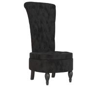 QJBSAVVA Chaise à Dossier Haut en Velours Noir, Fauteuil d'Appoint Capitonné avec Pieds en Bois pour Salon et Bureau, Design Moderne avec Siège Rembourré Confortable, 56 x 72,5 x 108 cm