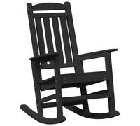 QJBSAVVA Chaise Berçante de Jardin Noir en HDPE, Fauteuil à Bascule Extérieur au Style Moderne pour Terrasse, Balcon et Bord de Piscine, Assise Ergonomique avec Dossier, 92 x 70 x 108 cm