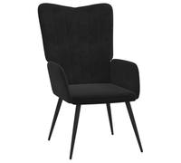 QJBSAVVA Chaise de Relaxation en Velours Noir, Fauteuil de Salon Design avec Pieds en Acier, Siège Confortable Capitonné pour Salon, Chambre et Bureau, 61 x 70 x 96,5 cm