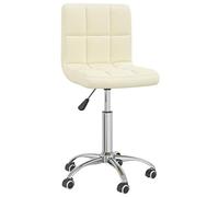 QJBSAVVA Chaise Pivotante de Salle à Manger Crème en Tissu, Chaise de Bureau Réglable avec roulettes et Vérin à Gaz, Siège Confortable pour Coiffeuse, Salon et Cuisine