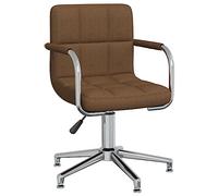 QJBSAVVA Chaise Pivotante de Salle à Manger Marron en Tissu, Chaise de Cuisine Réglable en Hauteur avec Vérin à Gaz, Siège Pivotant à 360 Degrés, 48 x 47 x (74,5-88,5) cm