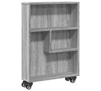 QJBSAVVA Chariot de rangement étroit, Desserte à roulettes gain de place, Étagère de rangement en bois d'ingénierie, 48 x 13 x 68 cm, Meuble auxiliaire pour cuisine, salle de bain, salon - Sonoma gris