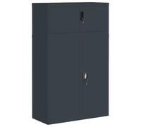 QJBSAVVA Classeur de Bureau Anthracite en Acier 90x40x145 cm, Armoire de Rangement Métallique Verrouillable avec 2 Étagères Réglables pour Dossiers et Fournitures Professionnels