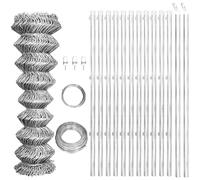 QJBSAVVA Clôture à Mailles avec Poteaux en Acier Galvanisé 25x0,8 m - Kit Complet de Grillage Simple Torsion pour Jardin, Cour et Délimitation Extérieure, Argenté