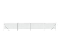 QJBSAVVA Clôture à Mailles Losangées 1x10 m, Grillage Simple Torsion en Acier Galvanisé avec 7 Poteaux et Fil d'Attache, Barrière pour Jardin et Enclos d'Animaux, Argenté