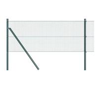 QJBSAVVA Clôture de Jardin avec 13 Poteaux en Acier et PVC Vert 25 x 0,8 m, Kit de Délimitation Extérieure Robuste pour Cour et Terrasse, Structure en Métal Durable