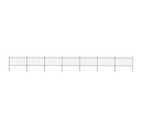 QJBSAVVA Clôture de Jardin avec Arceau en Acier Noir 11,9 m x 100 cm - Barrière Extérieure Décorative pour Allée et Maison - Kit Complet de 7 Panneaux et 8 Poteaux de Fixation