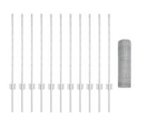 QJBSAVVA Clôture de Jardin avec Poteaux Argenté - Grillage Hexagonal en Acier avec Revêtement en Poudre pour Extérieur et Terrasse - Kit Complet 2500 x 2,7 x 80 cm avec 88 Poteaux et Vis