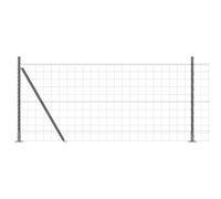 QJBSAVVA Clôture de Jardin avec Poteaux, Grillage Euro en Acier Gris 1 x 10 m, Kit Complet pour Délimitation Extérieure de Terrasse et Cour avec Piquets de Fixation et Tendeurs
