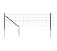 QJBSAVVA Clôture de Jardin avec Poteaux Gris 0,4 x 50 m, Kit Complet Grillage Euro en Acier et PVC pour Délimitation Extérieure, Barrière de Protection pour Terrasse