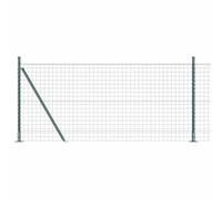 QJBSAVVA Clôture de Jardin avec Poteaux Vert 0,8 x 10 m, Kit Grillage en Acier et PVC avec Plaques de Base et Fils, Barrière de Délimitation pour Terrasse et Espace Extérieur