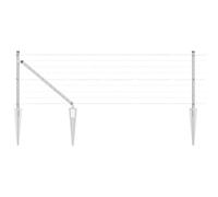QJBSAVVA Clôture de Jardin en Acier Argenté 10 x 0,8 m, Kit Complet de Grillage avec 7 Poteaux et Tendeurs de Fil, Barrière de Délimitation Robuste pour Jardin, Cour et Terrasse