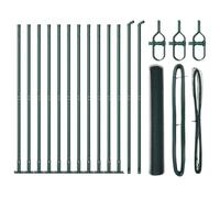 QJBSAVVA Clôture de Jardin en Acier avec 11 Poteaux, Barrière de Sécurité et Kit Complet de Délimitation Extérieure pour Animaux de Compagnie et Cour, 2500 x 3,2 x 100 cm, Vert
