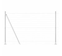 QJBSAVVA Clôture de Jardin en Acier avec Poteaux Argenté 1,5 x 10 m, Kit Grillage Complet avec Piques de Sol et Tendeurs de Fil pour Délimitation Extérieure de Terrasse