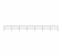 QJBSAVVA Clôture de Jardin en Acier Noir 11,9 m avec Dessus en Lance, Barrière de Sécurité Extérieure pour Maison et Propriété, Kit Complet de 7 Panneaux et 8 Poteaux