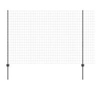 QJBSAVVA Clôture de Jardin Euro en Rouleau Gris, Kit de Grillage en Acier et PVC avec 88 Poteaux, Délimitation pour Extérieur Terrasse et Cour, Dimensions 1,6 x 50 m