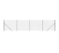 QJBSAVVA Clôture en Treillis Métallique avec Piquets d'Ancrage 1,6x10 m, Grillage de Jardin en Acier Galvanisé Plastifié avec Poteaux pour Délimitation Extérieure, Anthracite